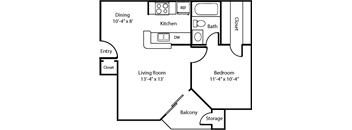 2D A1 Floorplan at Polaris Apartment Homes in Irving, Texas, TX