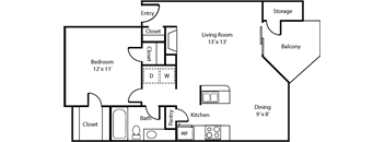 2D A2 Floorplan at Polaris Apartment Homes in Irving, Texas, TX