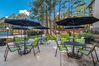 Patio Area at Poplar Place Apartments in Carrboro, NC