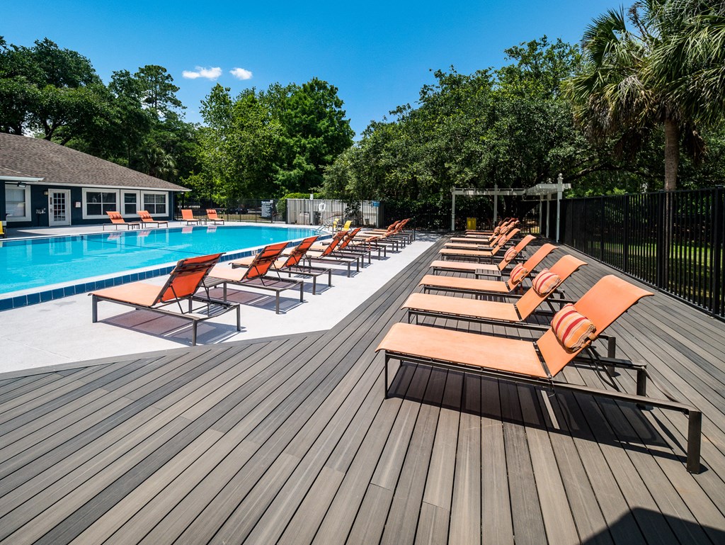 Sundeck and Pool at Reflections Apartment Homes in Gainesville, Florida, FL