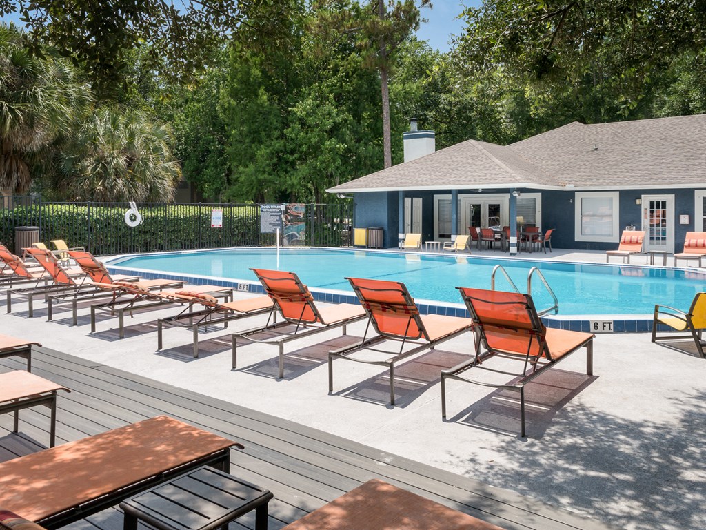 Sundeck and Pool at Reflections Apartment Homes in Gainesville, Florida, FL
