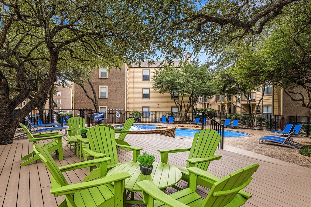 Pool Deck Seating Area at The Park on Preston in Dallas, Texas, TX