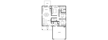 Dogwood - 3 Bedroom 2 Bath 1,206 Sq. Ft. Floor Plan at Presidential Heights Rental Homes in Manor, TX