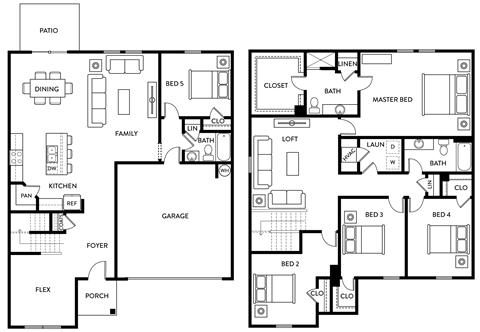 Gordonia - 5 Bedroom 3 Bath 2,722 Sq. Ft. Floor Plan at Presidential Heights Rental Homes in Manor, TX
