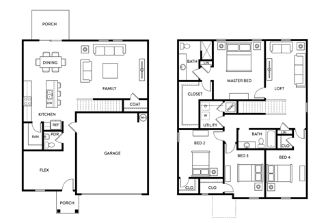 Sycamore - 4 Bedroom 2.5 Bath 2,338 Sq. Ft. Floor Plan at Presidential Heights Rental Homes in Manor, TX