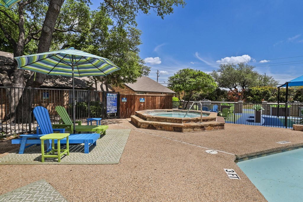 our apartments have a community pool and hot tub