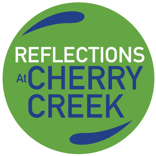 a logo for the reflections at cherry creek