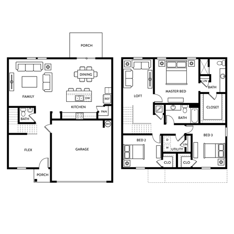 Redbud - 3 Bedroom 2.5 Bath 2,060 Sq. Ft. Floor Plan at Beacon at Meridian, San Antonio