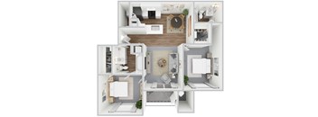 2x2 floor plan at Reflections in Gainesville, FL