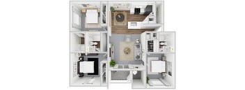 3x3 floor plan at Reflections in Gainesville, FL