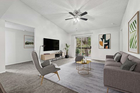 Virtually Staged living room at Reflections in Gainesville, FL