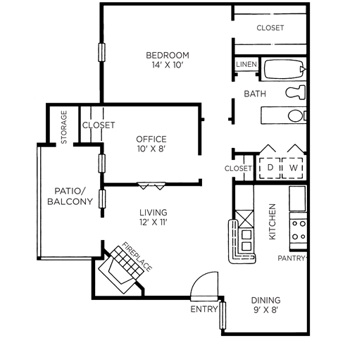 Riviera Floor Plan at The Players Club of Brentwood Apartments in Nashville, Tennessee