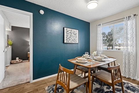 Model unit dining room at Rock Creek in Dallas, TX
