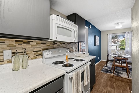 Model unit kitchen at Rock Creek in Dallas, TX