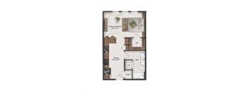 Studio, 1 Bathroom, 570 Square Feet - S2 Floorplan at St. Elmo Apartments in Austin, TX