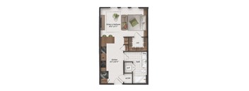 Studio, 1 Bathroom, 570 Square Feet - S2 Floorplan at St. Elmo Apartments in Austin, TX