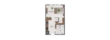 studio, 1 bathroom, 570 square feet S2A floorplan at St. Elmo Apartments in Austin, TX