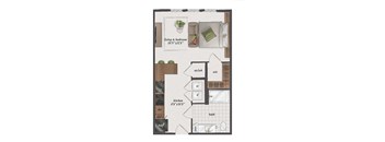 Studio, 1 Bathroom, 565 Square Feet - S2-ANSI A Floorplan at St. Elmo Apartments in Austin, TX