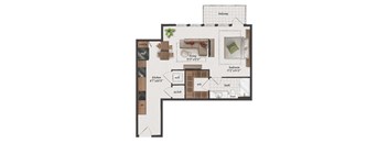 1 Bedroom, 1 Bathroom, 670 Square Feet - A1 Floorplan at St. Elmo Apartments in Austin, TX
