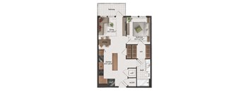 1 Bedroom, 1 Bathroom, 690 Square Feet - A2 Floorplan at St. Elmo Apartments in Austin, TX