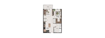 1 Bedroom, 1 Bathroom, 690 Square Feet - A2-ANSI A Floorplan at St. Elmo Apartments in Austin, TX