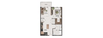 1 Bedroom, 1 Bathroom, 690 Square Feet - A2-ANSI A Floorplan at St. Elmo Apartments in Austin, TX