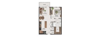 1 Bedroom, 1 Bathroom, 750 Square Feet - A3 Floorplan at St. Elmo Apartments in Austin, TX