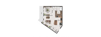 1 Bedroom, 1 Bathroom, 771 Square Feet - A4 Floorplan at St. Elmo Apartments in Austin, TX