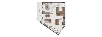 1 Bedroom, 1 Bathroom, 771 Square Feet - A4 Floorplan at St. Elmo Apartments in Austin, TX