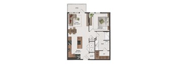 1 Bedroom, 1 Bathroom, 810 Square Feet - A5-LW Floorplan at St. Elmo Apartments in Austin, TX