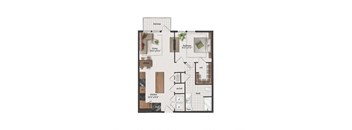 1 bedroom, 1 bathroom, 840 square foot A5A floorplan at St. Elmo Apartments in Austin, TX