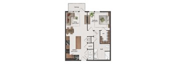 1 bedroom, 1 bathroom, 840 square foot A5A floorplan at St. Elmo Apartments in Austin, TX