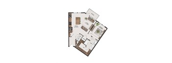 1 Bedroom, 1 Bathroom, 869 Square Feet - A6 Floorplan at St. Elmo Apartments in Austin, TX