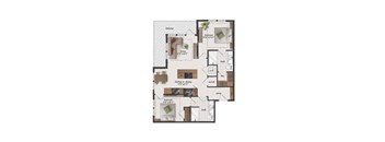 2 Bedroom, 2 Bathroom, 950 Square Feet - B1 Floorplan at St. Elmo Apartments in Austin, TX