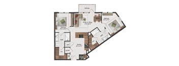 2 Bedroom, 2 Bathroom, 1020 Square Feet - B2 Floorplan at St. Elmo Apartments in Austin, TX