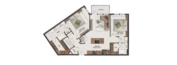 2 Bedroom, 2 Bathroom, 1050 Square Feet - B4 Floorplan at St. Elmo Apartments in Austin, TX