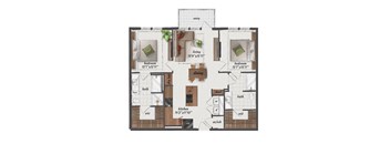 2 Bedroom, 2 Bathroom, 1140 Square Feet - B5-LW Floorplan at St. Elmo Apartments in Austin, TX