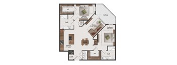 2 Bedroom, 2 Bathroom, 1238 Square Feet - B6 Floorplan at St. Elmo Apartments in Austin, TX