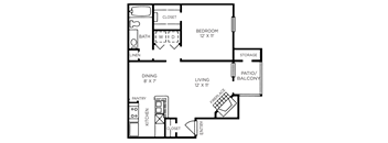 St. Tropez Floor Plan at The Players Club of Brentwood Apartments in Nashville, Tennessee