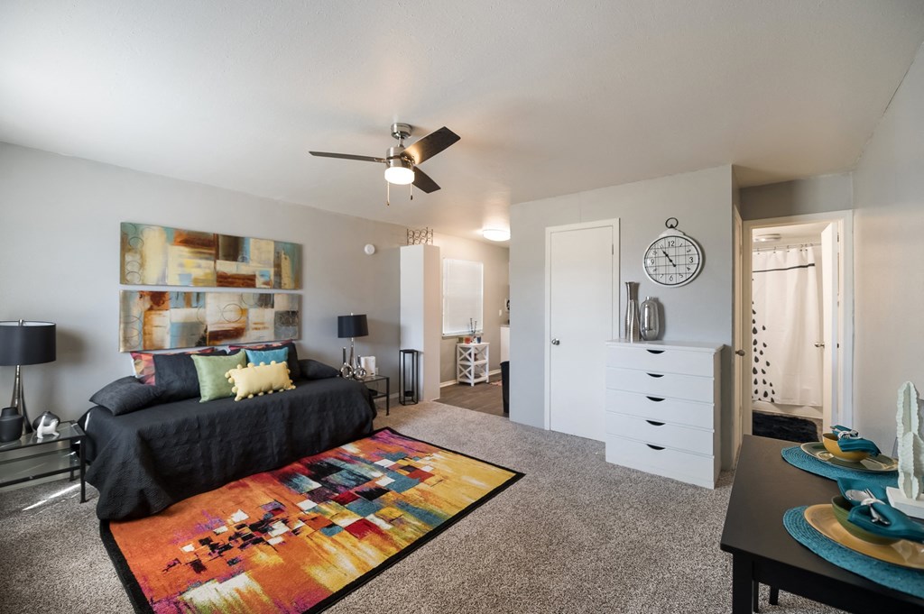 Model Studio Living Room 1 at Orleans Square in Shreveport, LA