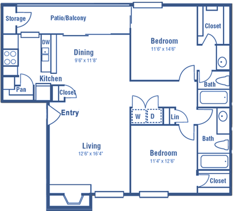 B2 floor plan of Westdale Pointe in Austin, TX