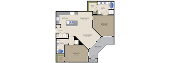 Weslayan Floor Plan at The Grand at Upper Kirby | Apartments in Houston, TX