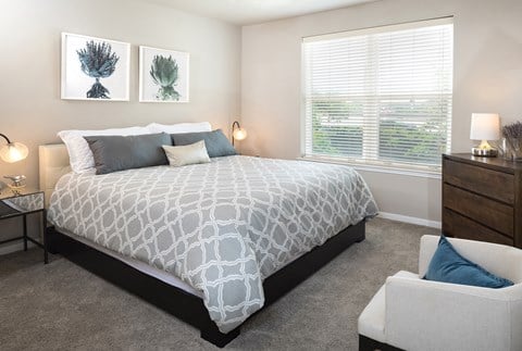 Model Bedroom at The Grand at Upper Kirby | Apartments in Houston, TX