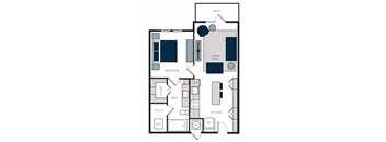 "A1" 1 Bedroom 1 Bath Floor Plan at The Alastair at Aria Village, Sandy Springs, GA