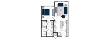 "A2" 1 Bedroom 1 Bath Floor Plan at The Alastair at Aria Village, Sandy Springs, 30328