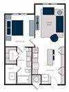 "A2" 1 Bedroom 1 Bath Floor Plan "A2" 1 Bedroom 1 Bath Floor Plan at The Alastair at Aria Village, Sandy Springs, 30328