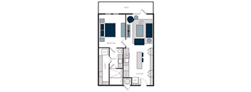 "A3" 1 Bedroom 1 Bath Floor Plan at The Alastair at Aria Village, Sandy Springs, Georgia