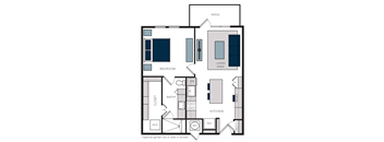 "A4" 1 Bedroom 1 Bath Floor Plan at The Alastair at Aria Village, Sandy Springs