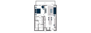 "A5" 1 Bedroom 1 Bath Floor Plan at The Alastair at Aria Village, Georgia