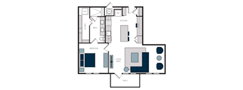 "A6" 1 Bedroom 1 Bath Floor Plan at The Alastair at Aria Village, Georgia, 30328
